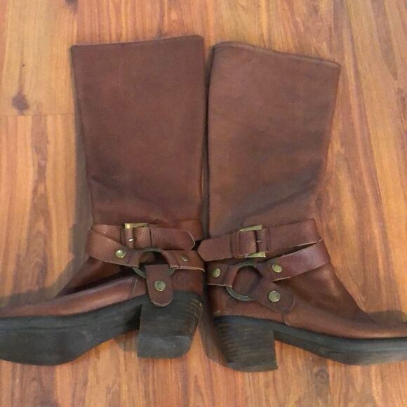 Pollini Brown high leather Moto boots size 8 - Picture 6 of 7